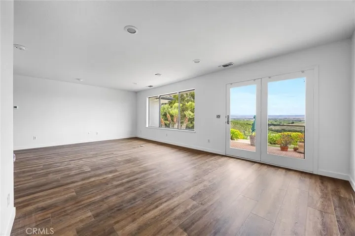 Living room leads to backyard