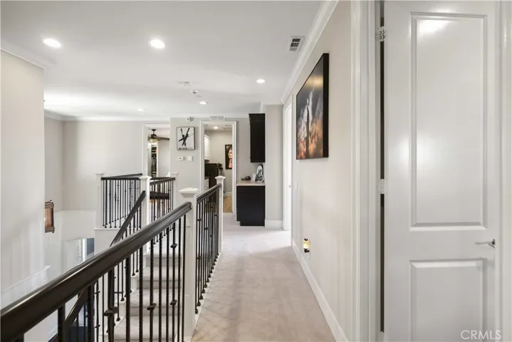 Hallway with new flooring throughout.