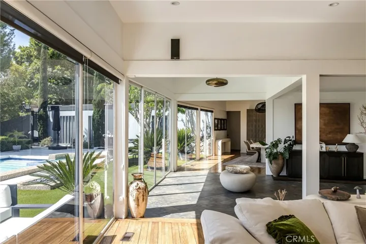 Wall of glass to the pool and backyard