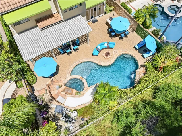 aerial view of backyard
