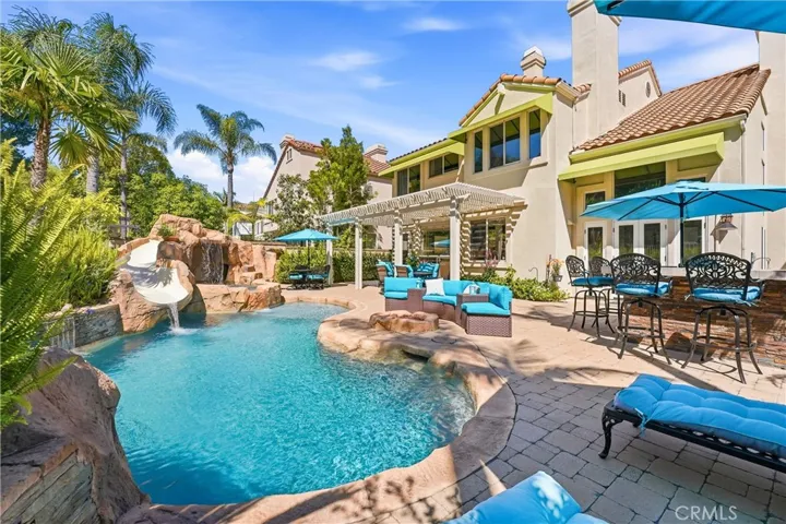 Resort style backyard with custom pool/spa