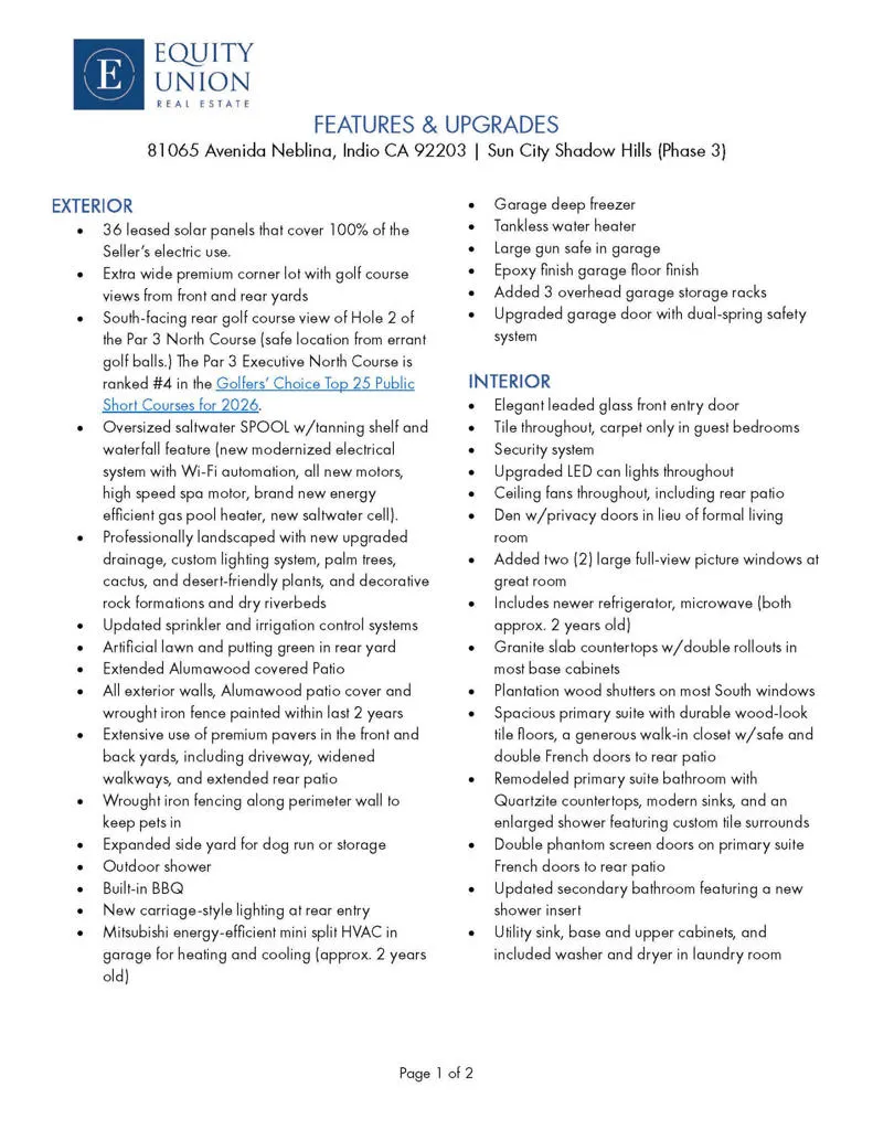 Features-Upgrades_81065 Avenida Neblina_