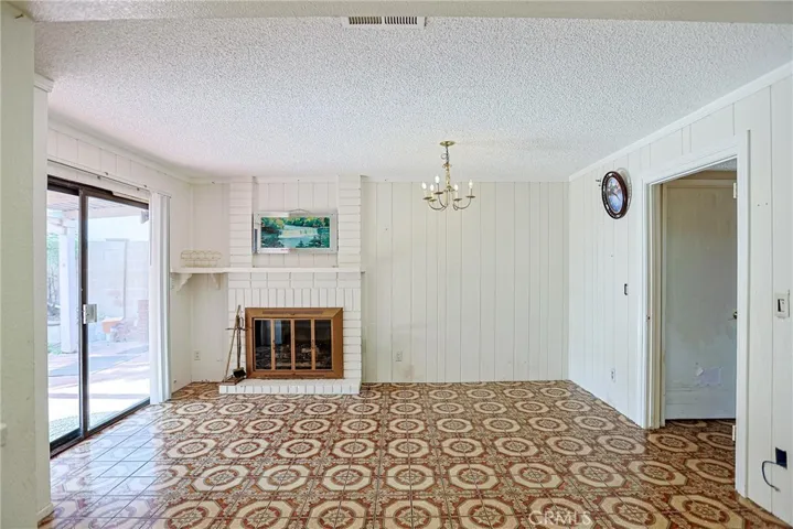 Fireplace with slide door and mini bar
