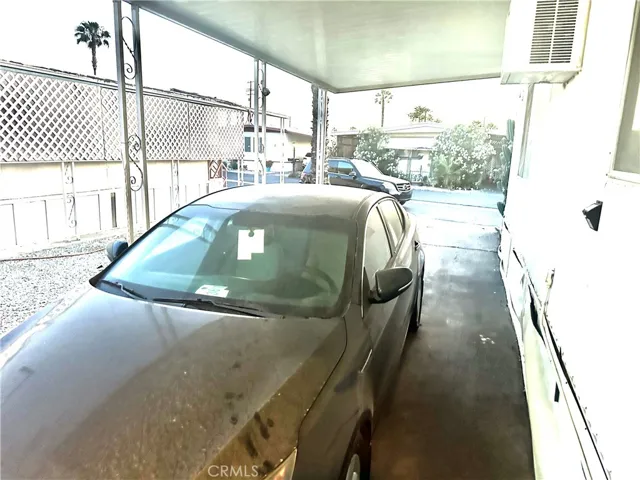 View of garage from back door