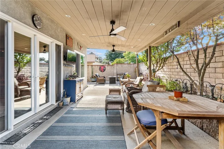 Covered patio with ceiling fan/light combo
