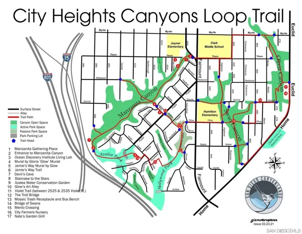 Map of the City Heights Canyon Loop Trail.