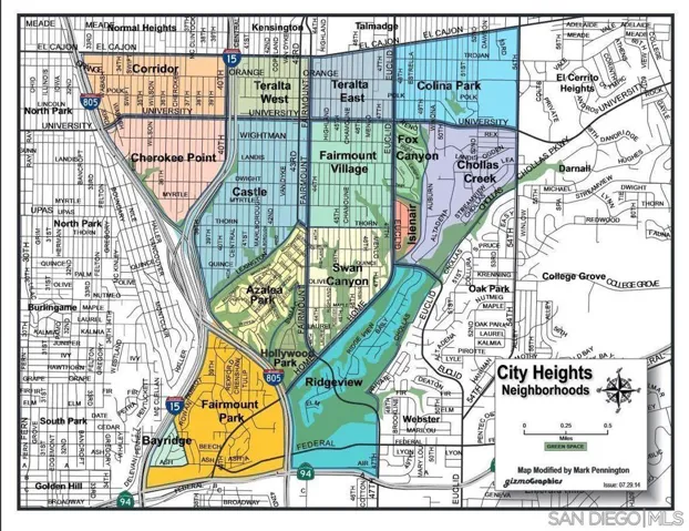 Map of City Heights Neighborhoods.