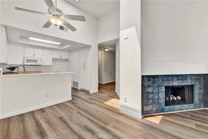 Ceiling fan and vaulted ceilings in living room