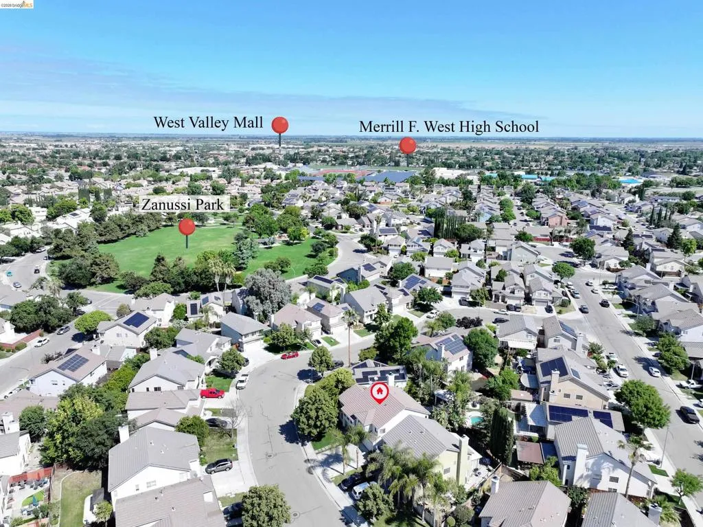 Aerial perspective highlighting the residential neighborhood