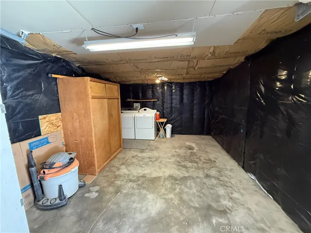 One car garage with laundry