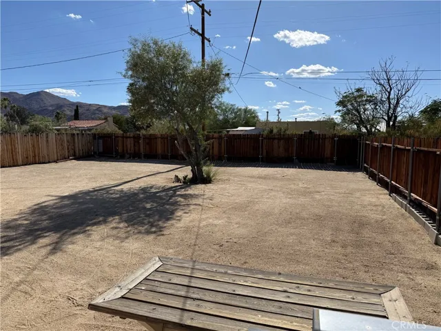 Large fenced backyard
