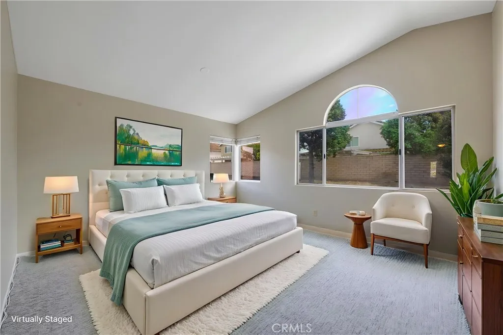 Virtually staged primary bedroom.