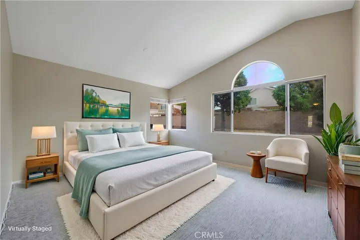 Virtually staged primary bedroom.