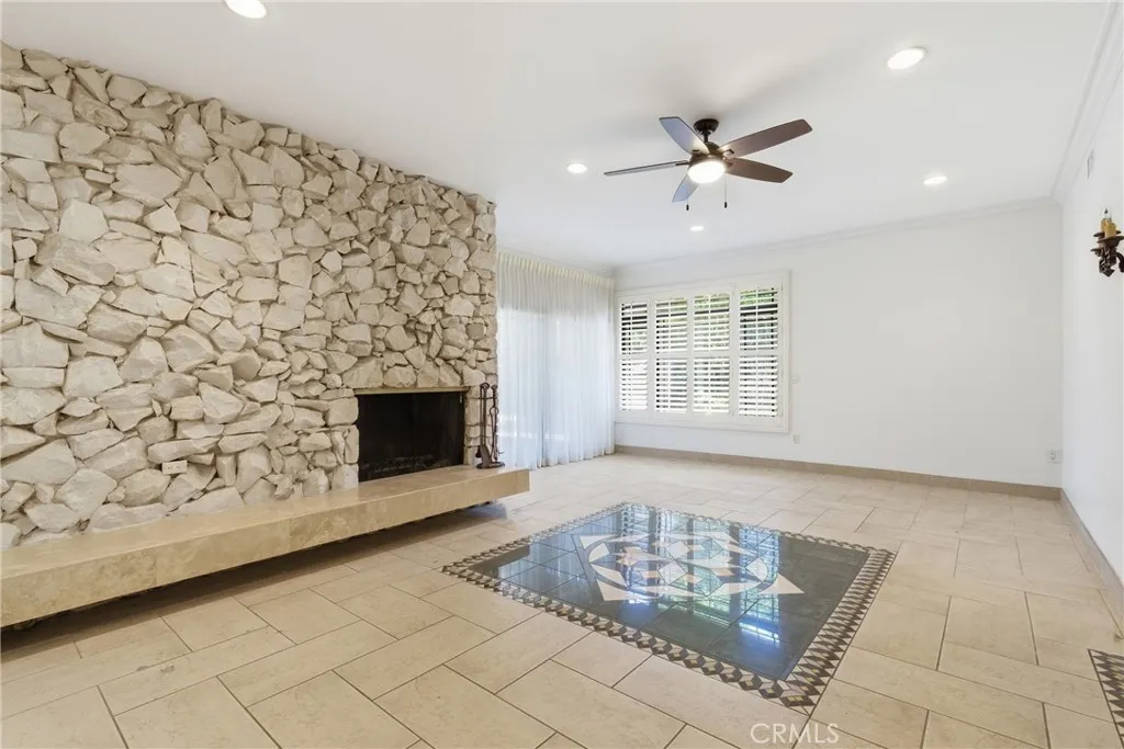 Den with fireplace