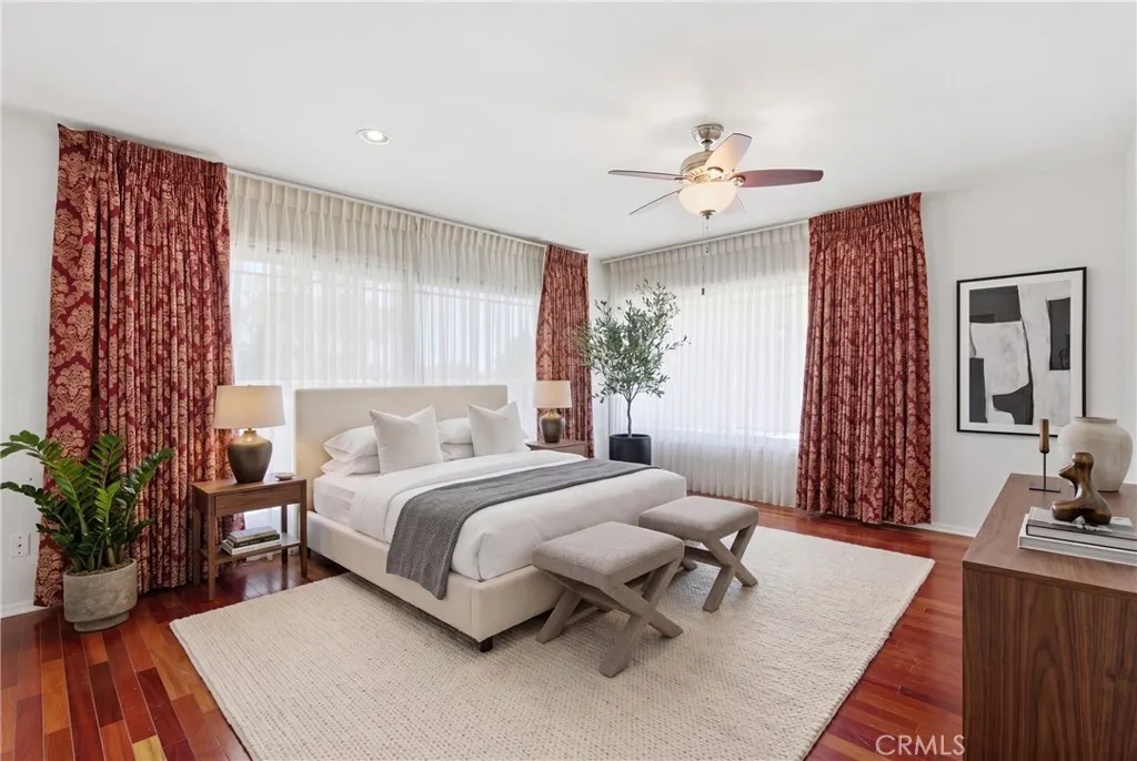Virtually staged primary bedroom