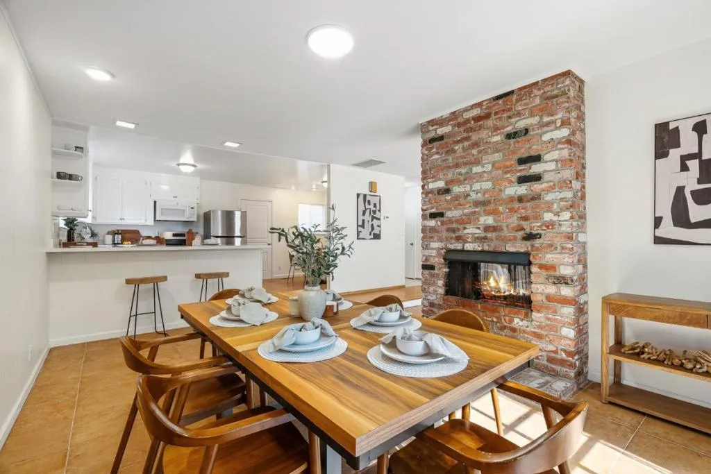 digitally altered to show fire in fireplace