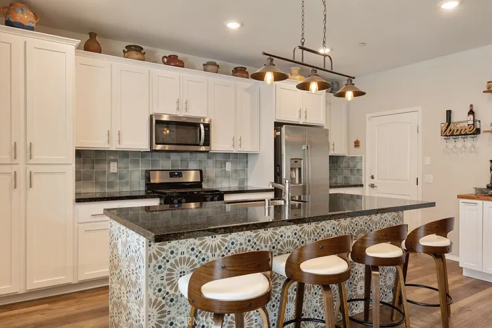 Custom island with Spanish tiling.