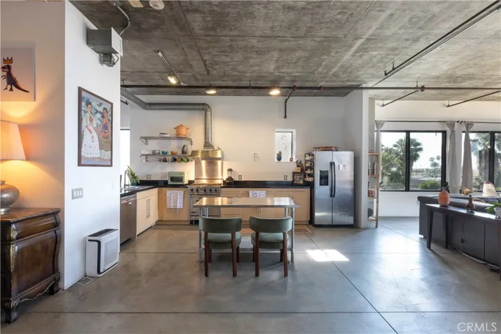 Open kitchen with moveable island
