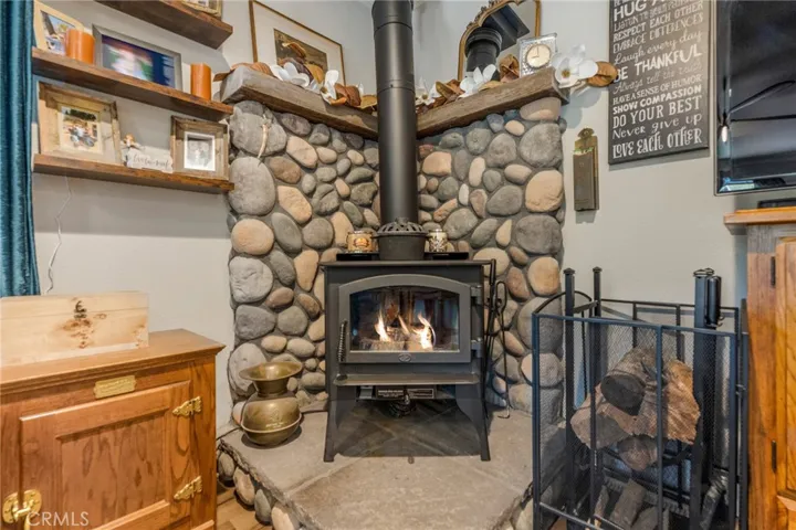 Stone fireplace