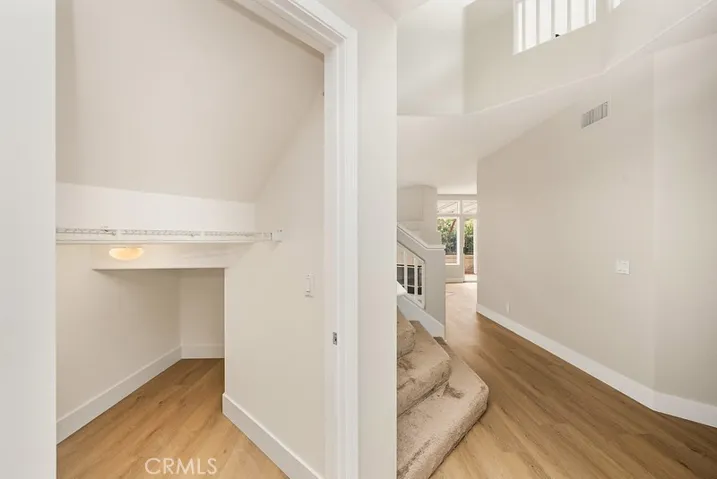 Generous storage under staircase