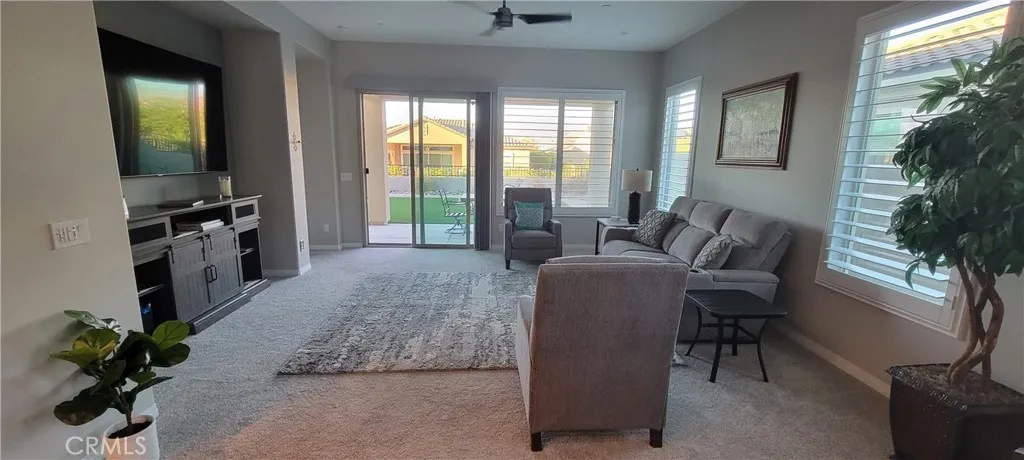 82" TV and Fireplace
