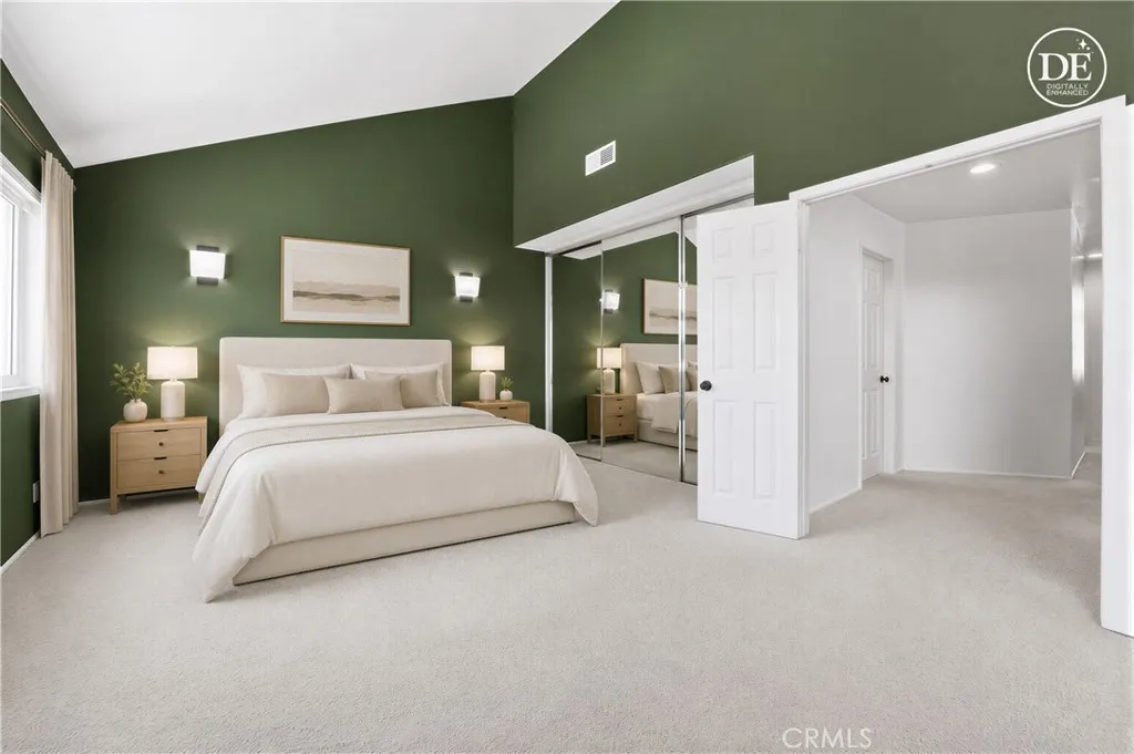 PRIMARY BEDROOM  #1 UPSTAIRS VIRTUALLY STAGED/DIGITALLY ENHANCED