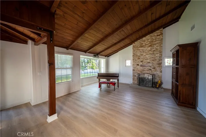 Living room with working fireplace
