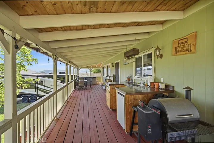 Kitchen area on covered deck.
