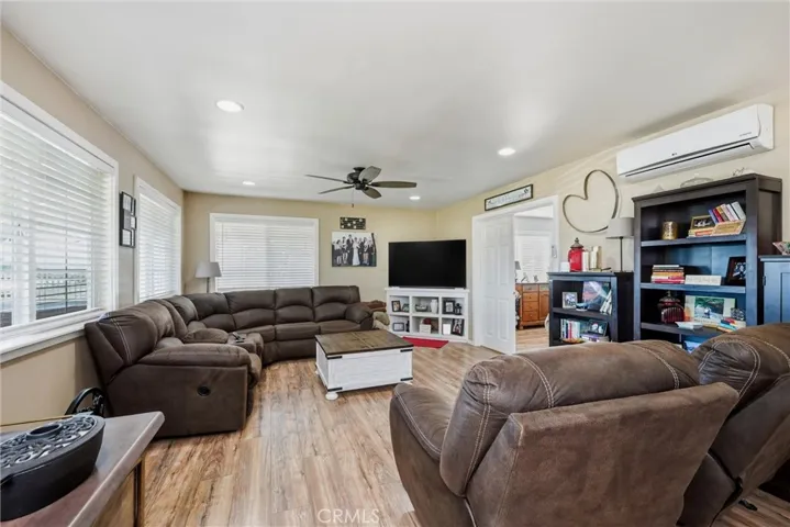 Large living area with mini-split heating and air conditioning.