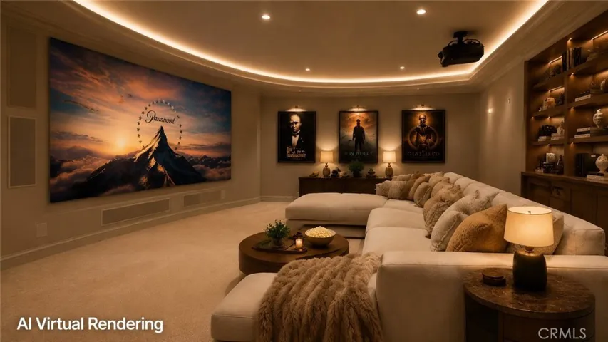 Media Room in lower level Virtually rendered.