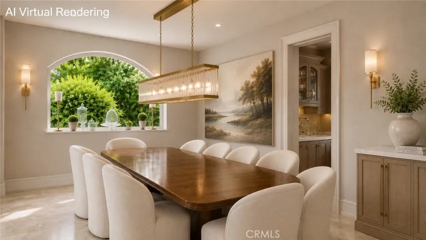 AI Rendering of the Dining room painted a different color.
