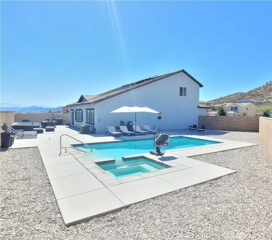rear yard pool and spa, west to east view