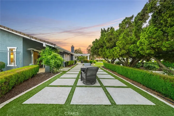 turf and concreted area in backyard