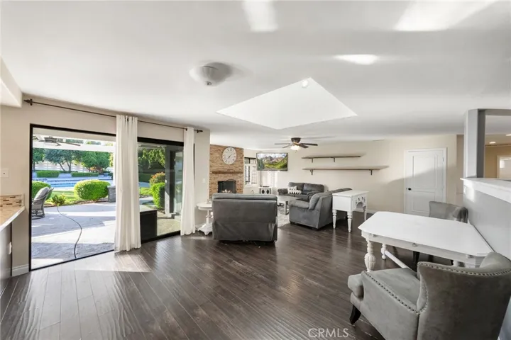 living room from kitchen view slider to backyard