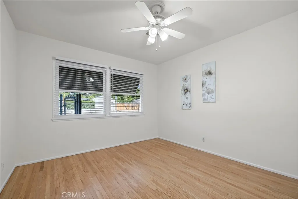 Bedroom with original hardwood floors