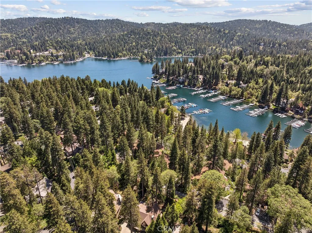 Aerial of lake from Meadow Bay