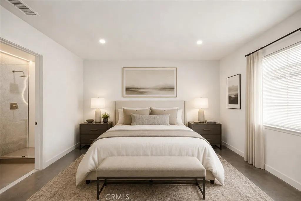 Virtually staged second primary bedroom.