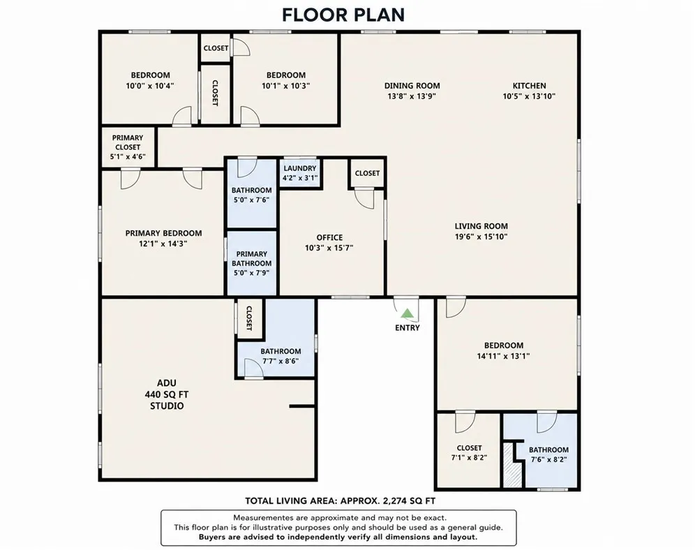 Floor plan with labeled rooms and dimensions

