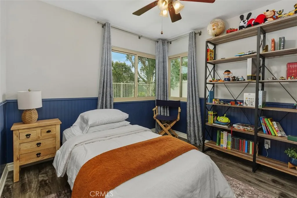 3rd Bedroom with View of the Hills Vinyl Plank Flooring and  Ceiling Fan