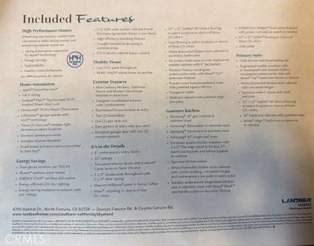 Included features from builder