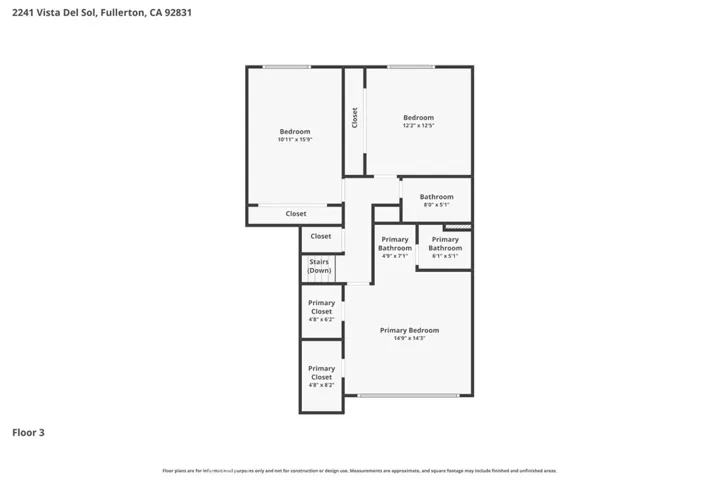 3RD FLOOR - 3 BEDS, 2 BATH
