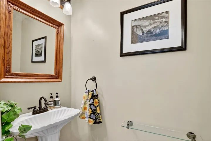 Powder room off the great room for guest convenience