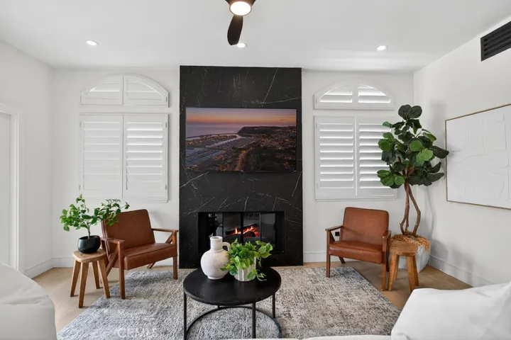 Family room with fireplace