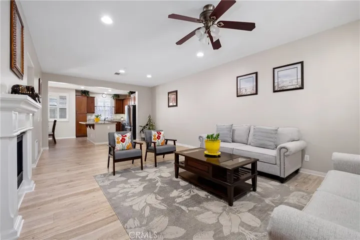 View of living room with an added space for a formal Dining Room.