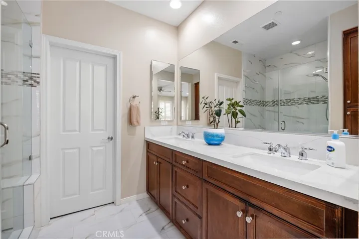 Upgraded Master bathroom with double vanity.