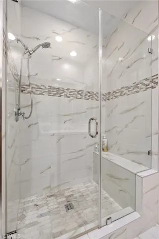 Walk-in shower in primary bedroom