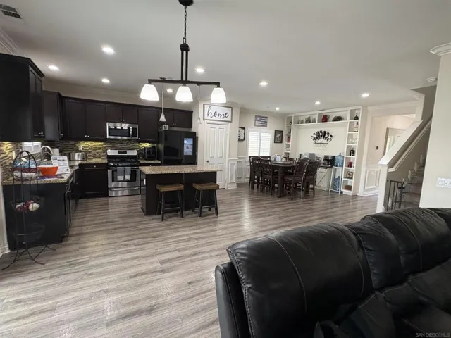 View from sliding door to retreat style backyard.