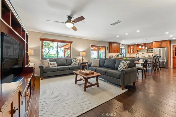 Family Room Open to Kitchen and Dining Area
