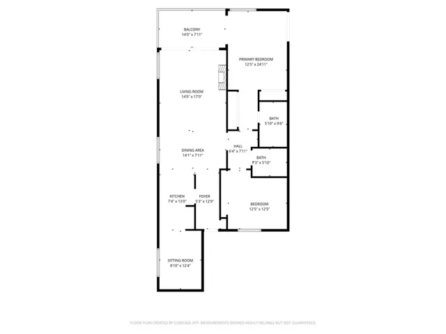 Floor plan with estimated measurements.