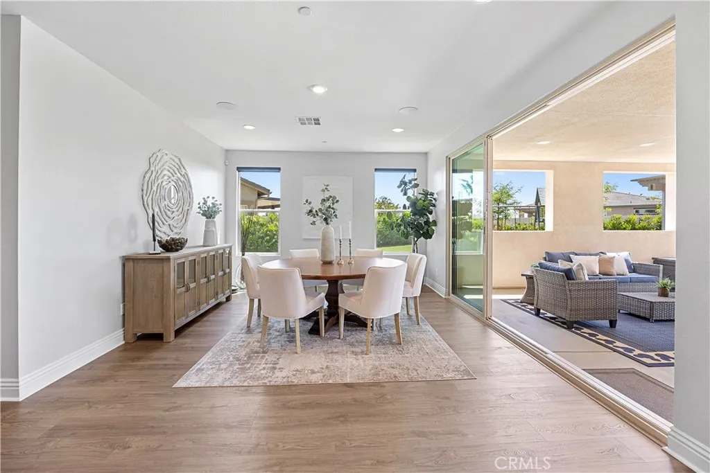 Telescoping doors off of the living room, seamlessly merge the inside and out